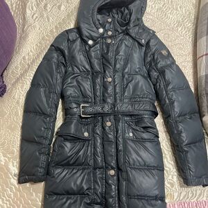 Vince Camuto Hooded Puffer Coat with Belt.